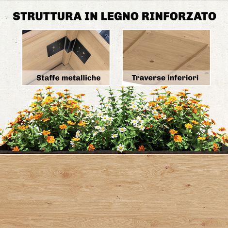 Lot de 2 étagères de jardin surélevées en bois châtaigne, dimensions 119,5 x 102 x 76,5 cm, pour potager et décoration extérieure. (1/5)