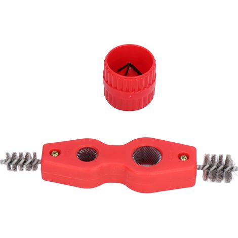 Lot de 4 nettoyeur et ébavureur cuivre 2in1 rouge ABS acier 15mm 20mm pour plombier soudure decapage (1/5)