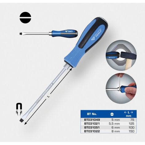 BRILLIANT TOOLS Tournevis plat avec embout de frappe 5,5 x 125 mm BT031021 (1/5)