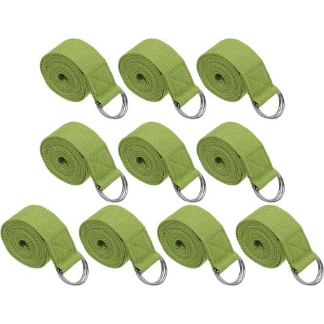 10Pcs Yoga Strap Pour Étirements 6 Feet Ceinture De Yoga Vert Foncé (1/5)
