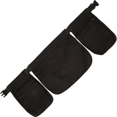 Tablier de service unisexe noir avec boucle en plastique et poches multiples (1/5)
