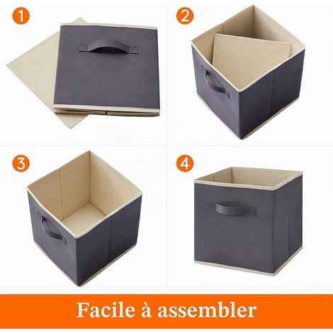 Cubes de Rangement Pliables, Panier Tissu, Caisse, Boites Rangement Poignées, Organisateur Vetements, Jouets, 26,5 x 26,5 x 28 cm, 18 L, Gris (1/2)