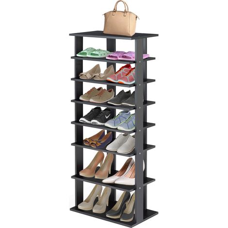 7-tier Double Shoe Storage Tower Organiser Unit Home Display Shelf Rack Stand (1/5)