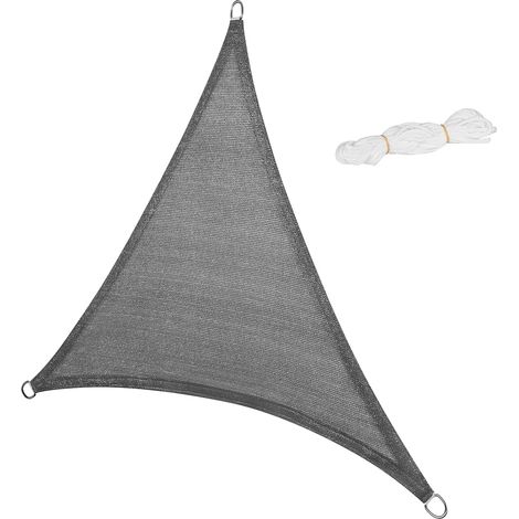 Toldo triangular de 3,6 x 3,6 x 3,6 m en HDPE transpirable para jardín, balcón o terraza, color gris. (1/4)