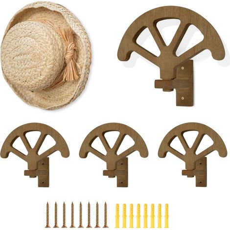 Lot de 4 porte-chapeaux de cowboy réglables en bois pour décoration murale pour placard, chambre à coucher, salon (1/5)