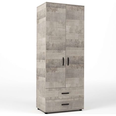 Kit Armadio 2 Ante + 2 Cassetti 80X52X205 Cm Rovere Plat.K355