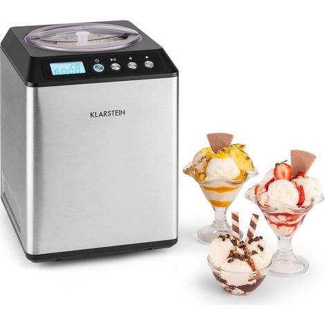 Klarstein Turbine à glace - Machine à glace - Minuterie - Sorbetière - pour fabrication maison de crèmes & yaourts glacés - Compresseur 2,5l - 250W - Gris (1/5)