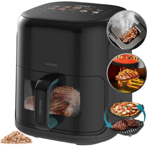 Cecotec Freidora de Aire sin Aceite 4L Plancha Grill con 4 Resistencias Ahumador Integrado Air Fryer Cecofry&Grill Smokin'Prime (1/4)
