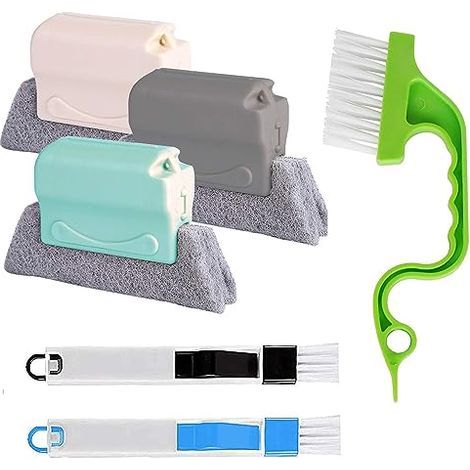 Lot de 6 brosses de nettoyage pour rainures de fenêtre - Outil de nettoyage en profondeur pour porte coulissante, volet roulant, cli (1/4)