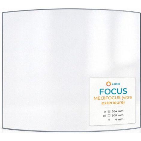 Vitre Focus MEIJIFOCUS (vitre extérieure) - Verre Courbe pour poêle à bois - 564 x 500 mm (A x H) - 4 mm (1/5)