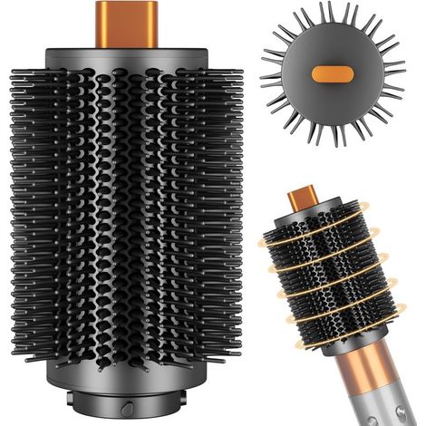 Beyamis Convient aux accessoires pour fer à friser Dyson : peigne rond de grand diamètre pour friser les cheveux, séchage rapide, noir. (1/5)