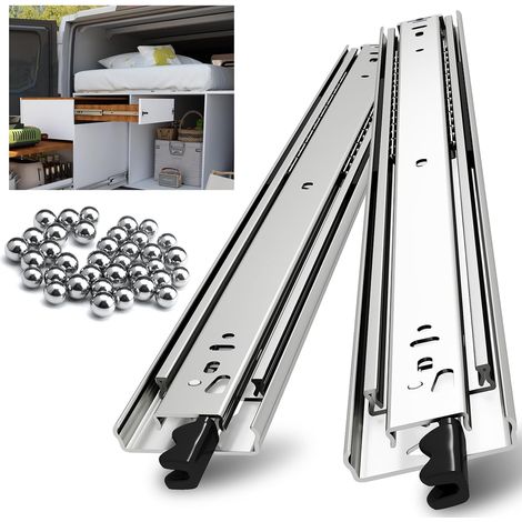 Glissières de tiroir, 950mm, Avec Serrure, Capacité de Charge de 41kg, Coulisse à Billes à Extension Totale, Montage Latéral (1/5)