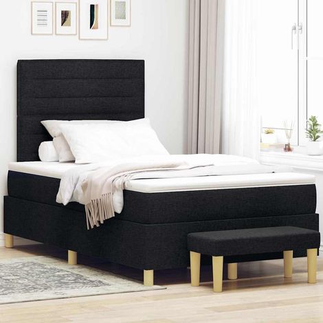Boxspringbett mit Kopfteil Schwarz 190 x 120 cm Stoff (1/5)