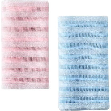 Lot de 2 débarbouillettes exfoliantes, serviettes de bain exfoliantes profondes, gants de toilette japonais, nettoyant pour le dos (1/4)