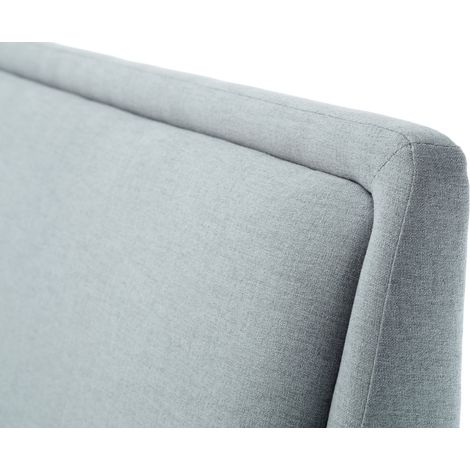 Meise Möbel Polsterbett Frieda 140x200 cm Bettgestell Kopfteil glatt Webstoff Eisblau Holzfuß schwarz (1/5)