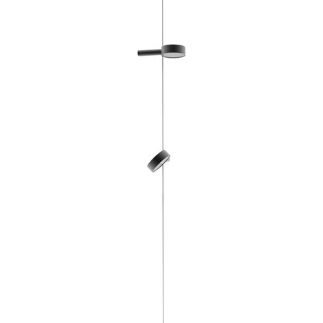Zafferano SUPER O Lampe suspendue LED noire rechargeable et dimmable 2 modules lumineux