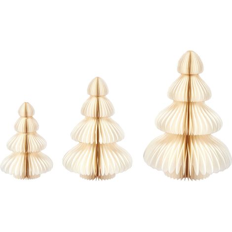 Set of 3 Figurines NILGIRI Christmas Tree 15/20/25 cm Beige (1/5)