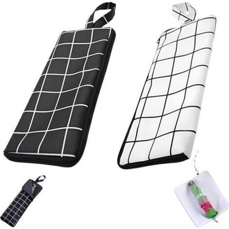 Lot de 2 Housse Pour Parapluie, Sac De Rangement Pour Parapluie, Housse De Parapluie Imperméable Pliant, Pochette Portable Réutilisable Pour Parapluie Mouillé - Noir-Blanc à carreaux 38 x 12, (1/3)