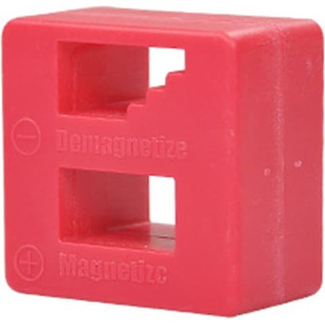 Bloc magnétique magnétisant/démagnétisant 2 en 1 pour embouts de tournevis et accessoires métalliques (rouge) (1/5)