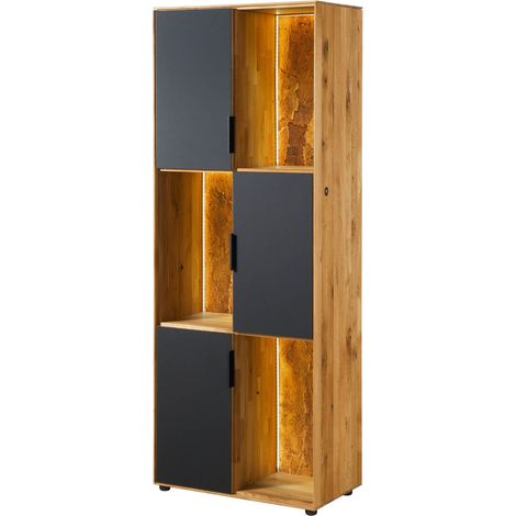 Scaffale Rovere naturale oliato 76x43x203 cm montato parzialmente LINDAU 23 (1/4)