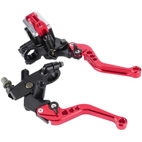 QORVA- 1 paire 7/8 "(22mm) leviers de réservoir de maître-cylindre d'embrayage de frein de moto universels rouge (1/5)