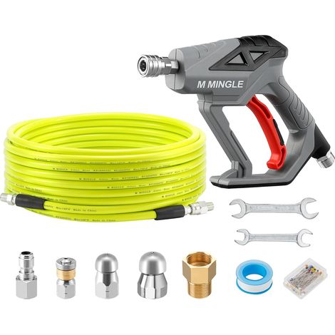 Sewer Jetter Kit for Pressure Washer 50 FT, Drain Cleaner Hose, 1/4 Inch, Sewer Jetting Nozzle, Orifice 4.0, 4.5 (1/5)