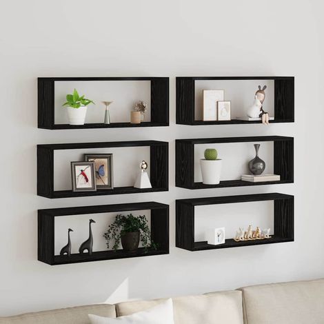 Wall Shelves 6 pcs Black oak 60 x 15 x 23 cm Engineered wood vidaXL