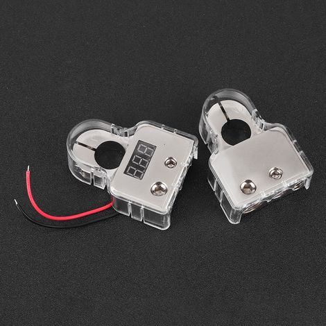 Connecteur de borne de batterie numérique 0/4/8 AWG avec affichage de la tension pour bornes de batterie automobile, adapté aux voitures, breaks, bateaux et camping-cars (vendu par paires) (1/4)