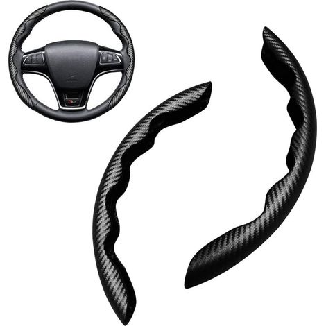 Universeller, segmentierter Lenkradschutz aus Kohlefaser-Verbundmaterial, Lenkradabdeckung für Pkw und Lkw, Kohlefaserabdeckung (Schwarz) (1/5)