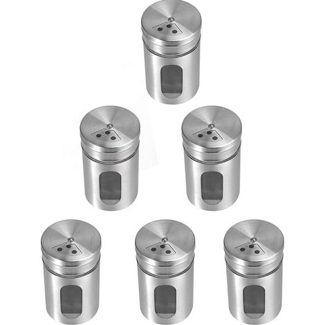 6 pcs Pots à Épices en Acier Inoxydable,Organisateur d'Épices,Boite de Rangement Cuisine avec Couvercle Pivotant,Boîtes à Épices de Stockage pour Sel Poivre Herbes BBQ Cuisine Assaisonnements (1/5)