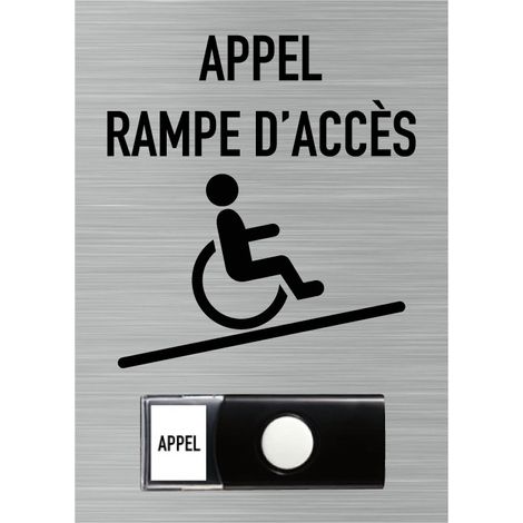 Signaletique.Biz France – Panneau de signalisation rampe d'accès alu brossé avec sonnette sans fil 50m – Conforme Arrêté 20 Avril 2017 (1/5)