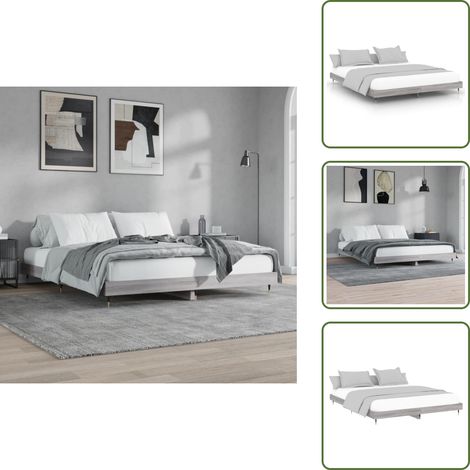Bettgestell Grau Sonoma 120x200 cm Holzwerkstoff - Bettes Gestell - Doppelbett - Holzrahmen - Lattenrost - Grau