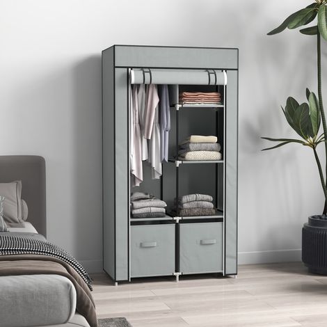 REDOM Armoire 83x42.5x162.5cm ptable avec tringle de rangement acier montage rapide gris clair (1/5)