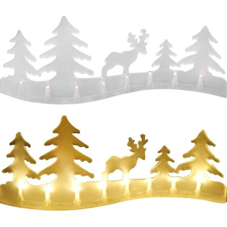 Lichtdekoration: Kerzenständer mit 8 LEDs und Rentier, batteriebetrieben (1/4)