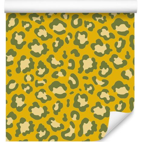 Papier peint effet cuir jaune et crème pour salon et chambre 50x1000 cm (1/5)