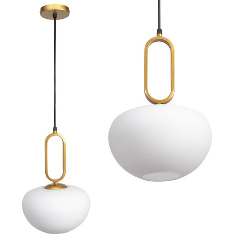 LAMPE SUSPENDUE APP1074-1CP BLANCHE OR 1-POINTS DE LUMIÈRE E27 22X22X15,5-100CM REGLABLE (1/5)