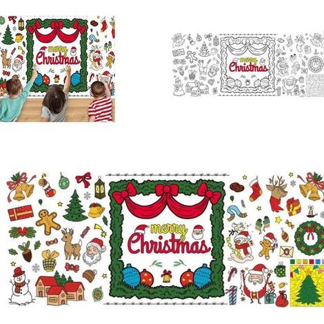 Christmas Décor Coloring Tablecloth, Coloring Poster, Table Decoration, Gift, Festive Activities (1/5)