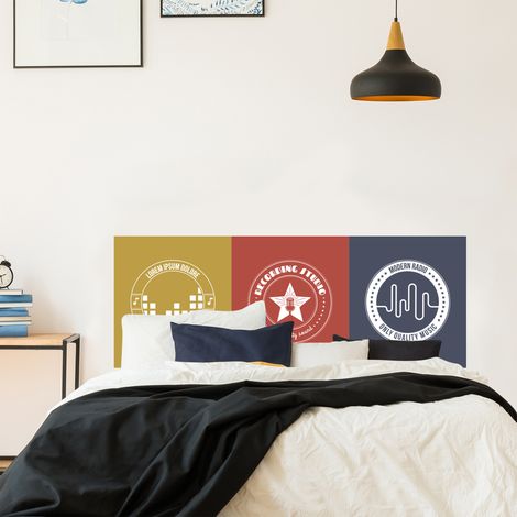 Sticker tête de lit, graphique tendance, couleurs pastels, chambre pour fan de musique, 60 cm X 160 cm (1/5)