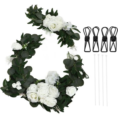 Set mit 2 Hochzeitsblumenarrangements, rosenförmig, natürlich, mit leuchtenden Farben, geruchlos, Willkommensblumenarrangement 18063 BS (1/5)