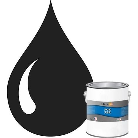 Peinture - POK - Glycérophtalique - Antirouille - 1L - RAL 8022 Brun noir (1/4)