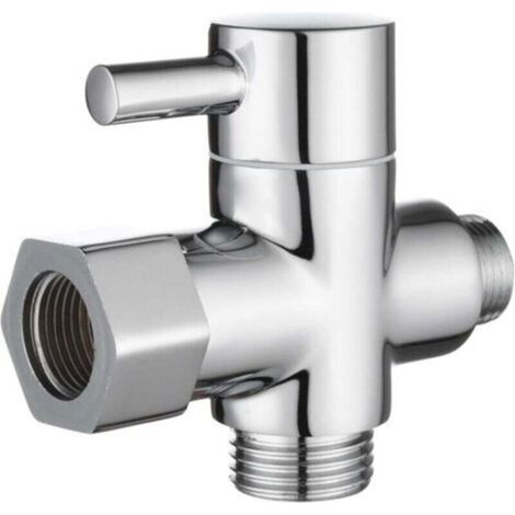 Vanne 3 Voies en Laiton Massif 3/8"-12/17 T Adaptateur Vanne de Derivation pour Toilette WC, Chromé, DSF007D