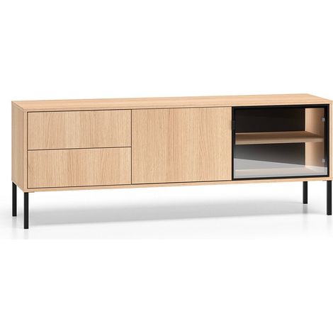 Paige Madera y Negro 2 puertas 2 cajones soporte de TV 160 cm (1/5)
