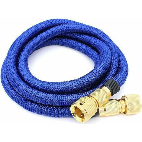 Tuyau d'arrosage(1.7m Bleu), Extensible à Jardin Tuyau d'eau Tuyau Rétractable Flexible avec Fixations en Métal pour Irrigation/Nettoyage du Jardin/Voiture de Lavage (1/5)
