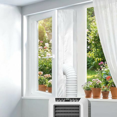 Joint de Fenetre pour Climatiseur Mobile, 400cm Kit Fenetre Climatiseur Mobile pour Divers d'échappement, Imperméable Calfeutrage Fenêtres Accessoire Climatiseurs Facile à Installer (1/5)