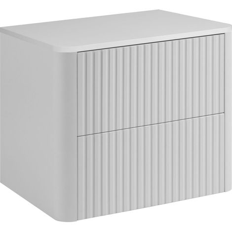 Meuble sous vasque 60 cm, blanc, plan blanc (1/5)