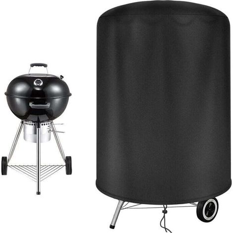 Housse de barbecue ronde impermable housse barbecue Weber en tissu Oxford anti-UV exterieur avec sangle latrale coupe-vent Noir (71 x 70cm) (1/4)