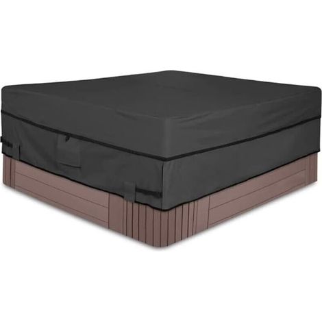 Housse pour Bain à Remous Carrée de Jardin - Polyester 210D imperméable et résistant aux intempéries avec revêtement en PVC - Gris anthracite 76 x 76 x 20 po (1/5)
