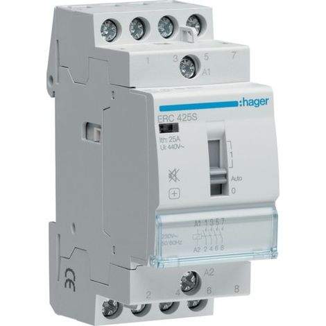 Contacteur Silencieux à commande manuelle 25A 4F 230V HAGER ERC425S (1/5)