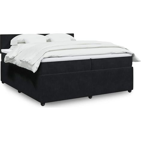 Boxspringbett mit Matratze Schwarz 200x200 cm Samt (1/5)