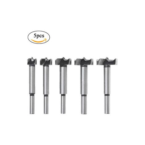 Lot de 5 forets à bois en carbure – Mèche plate pour perçage de charnière et serrure, diamètres 15-35 mm pour ébénisterie